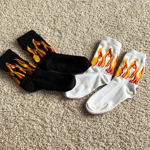 Black and White Flame Socks